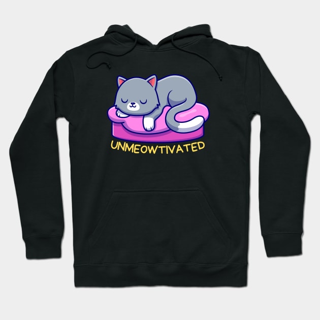 Unmeowtivated | Cute Unmotivated Cat Pun Hoodie by Allthingspunny